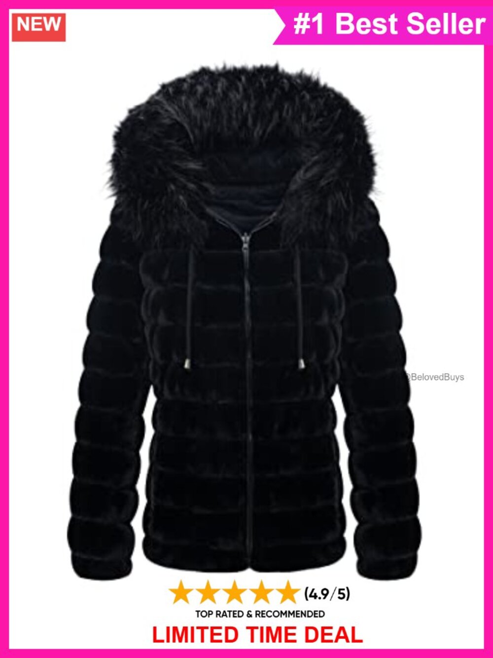 Reversible Faux Fur Puffer Winter Jacket Hooded